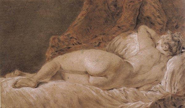 Francois Boucher Reclining female Nude seen from behind